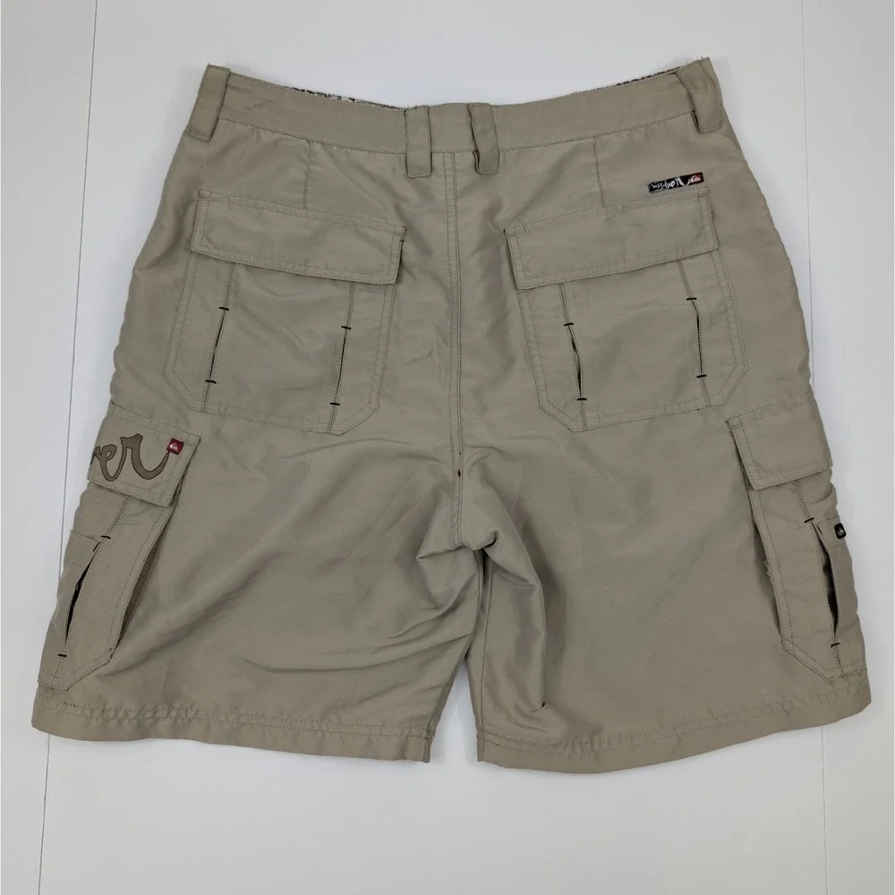 Vintage Y2K Quiksilver Cargo Shorts Mens 34x9 Tan Skater‎ Surfer Streetwear